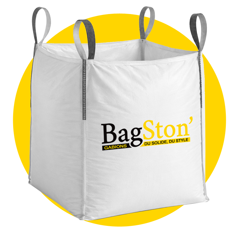 Embalagem Big-Bag para materiais de paisagismo e construção Bagston, ideal para transporte eficiente de agregados e inertes decorativos.