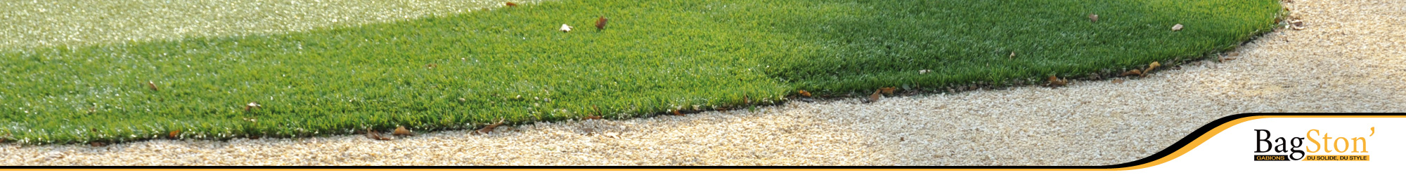 Banner promocional Bagston destacando as nossas bordaduras para a delimitação perfeita entre relvados e zonas de pedra decorativa, conferindo um acabamento profissional ao seu projeto.