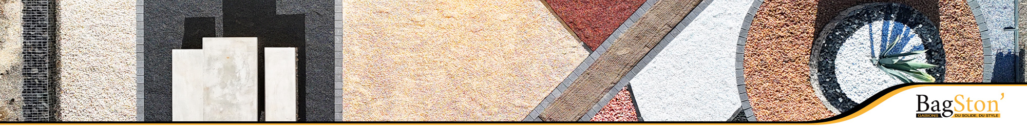 Banner promocional Bagston exibindo a nossa gama de agregados e pedra decorativa, a escolha ideal para personalizar e valorizar espaços exteriores.